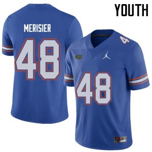 Youth Florida Gators #48 Edwitch Merisier NCAA Jordan Brand Royal Authentic Stitched College Football Jersey NQJ8462WC